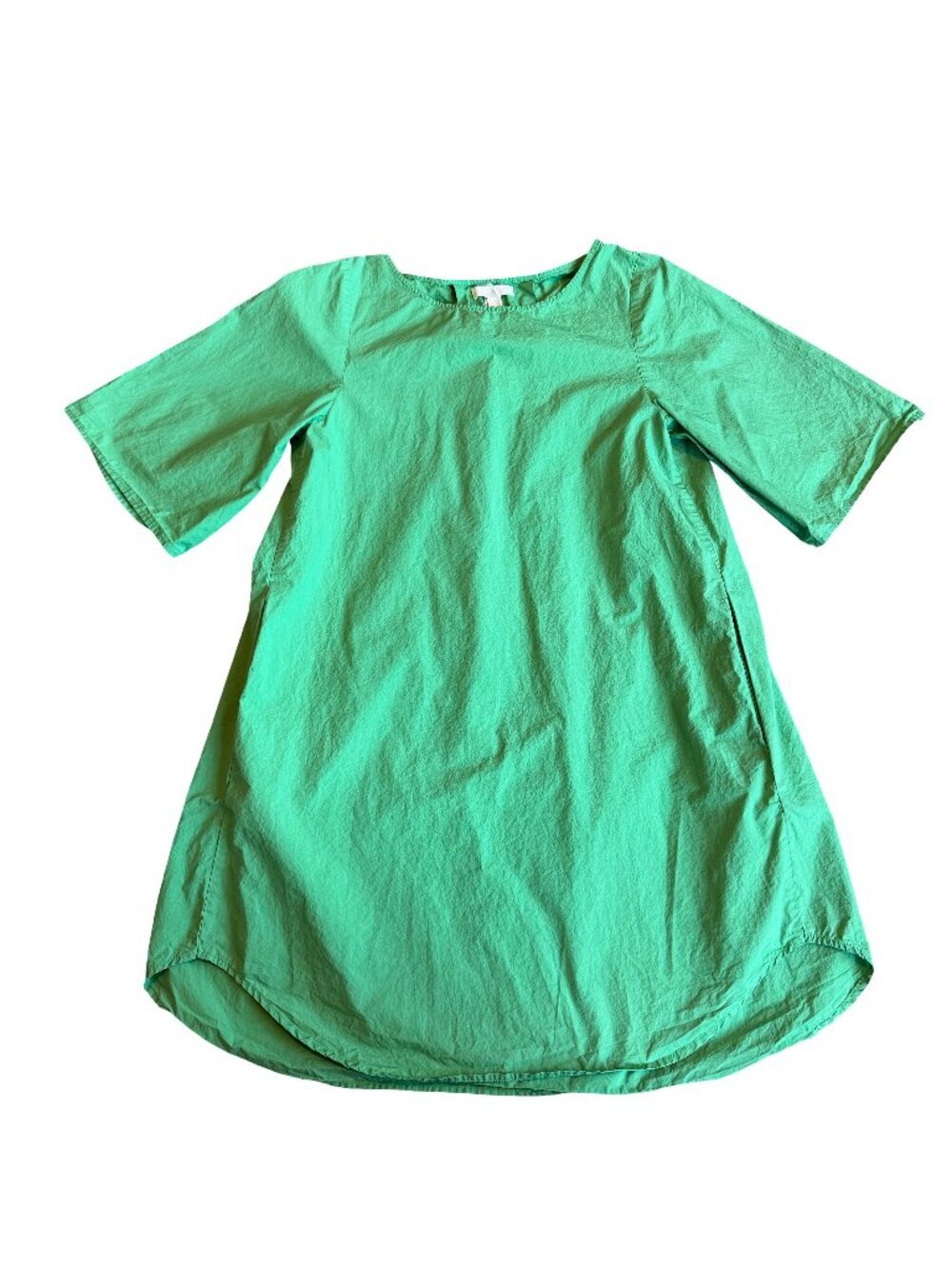 COS Green Shift Dress Mini Length Relaxed Fit 100% Cotton Size 2 Women's